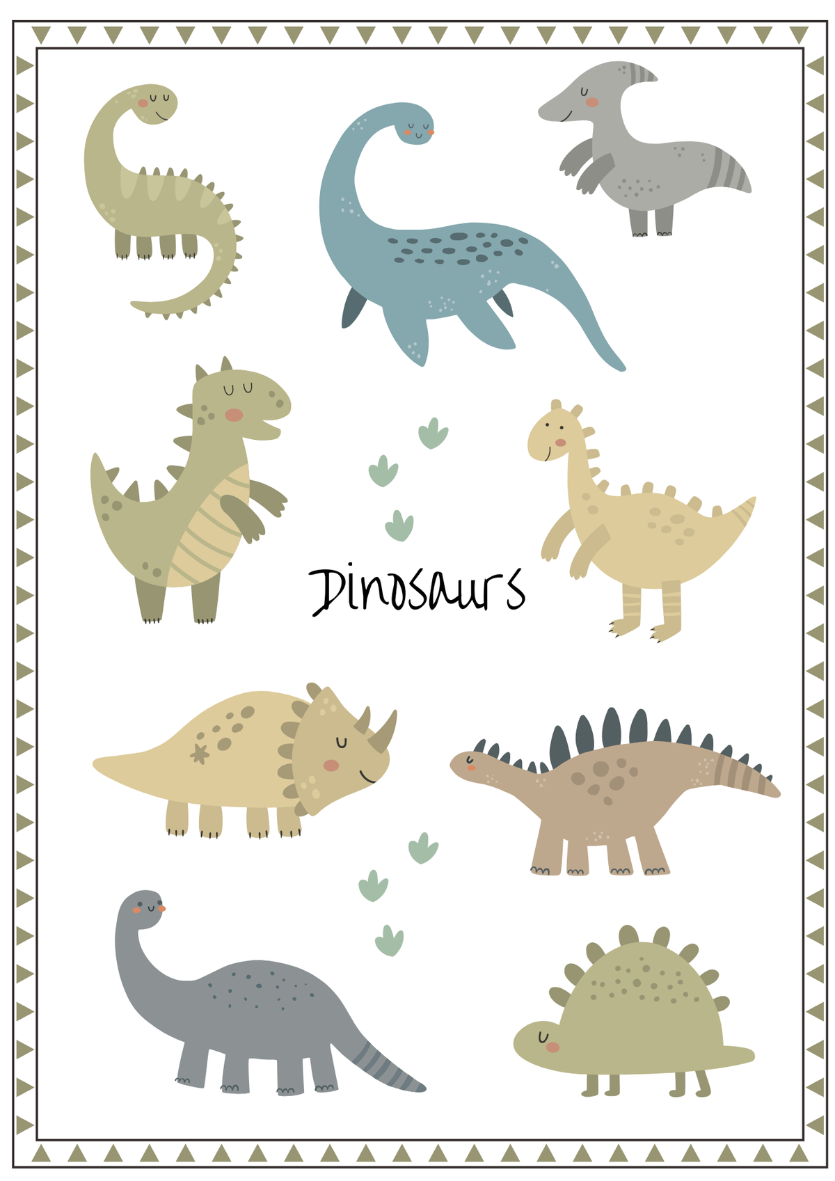 Children's Dinosaur chart Print