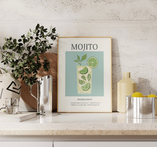 Mojito Retro Cocktail Print