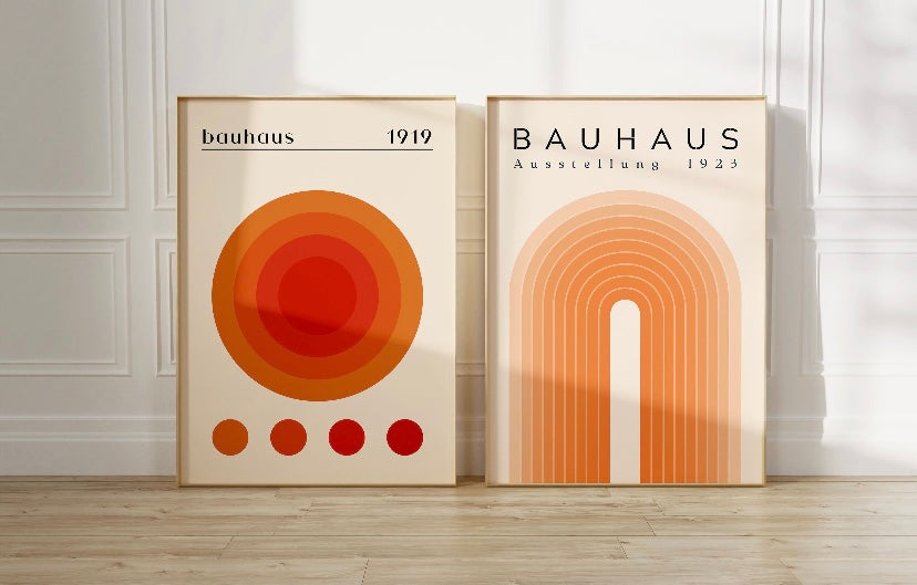 Orange Geometric Bauhaus Poster Set