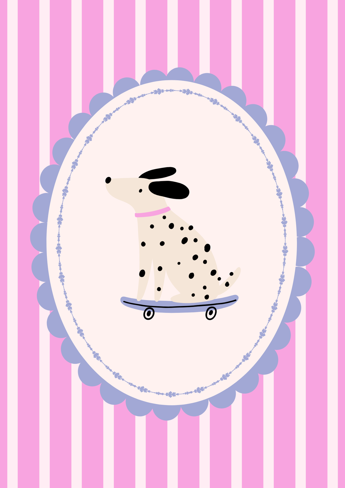 Dalmatian Dog on a skateboard print