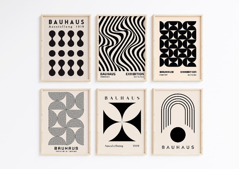 Set Of Six Bauhaus Geometric Wall Art