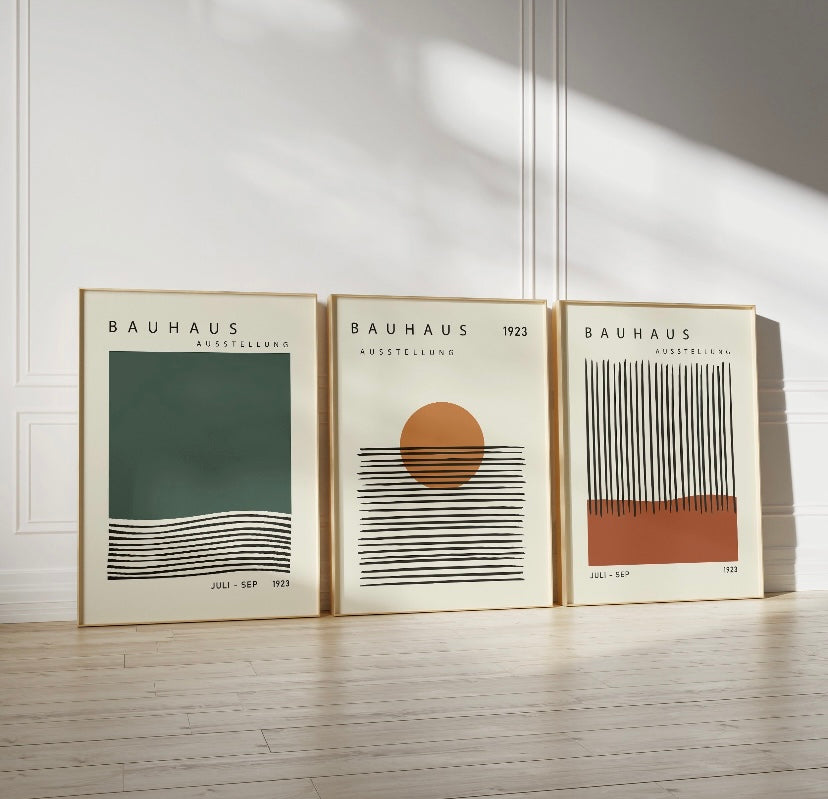 Bauhaus Neutral Geometric print set