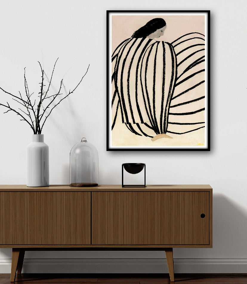Boho Female woman in stripes print