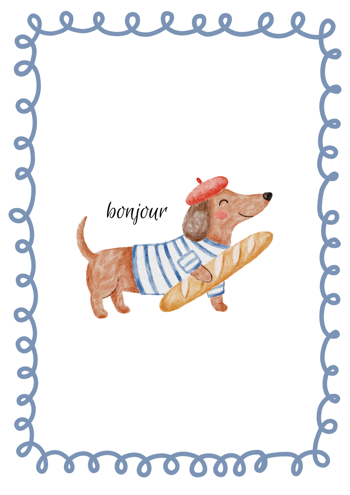French Dog bonjour print