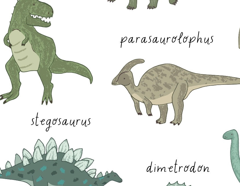 Children's Green Dinosaur Print