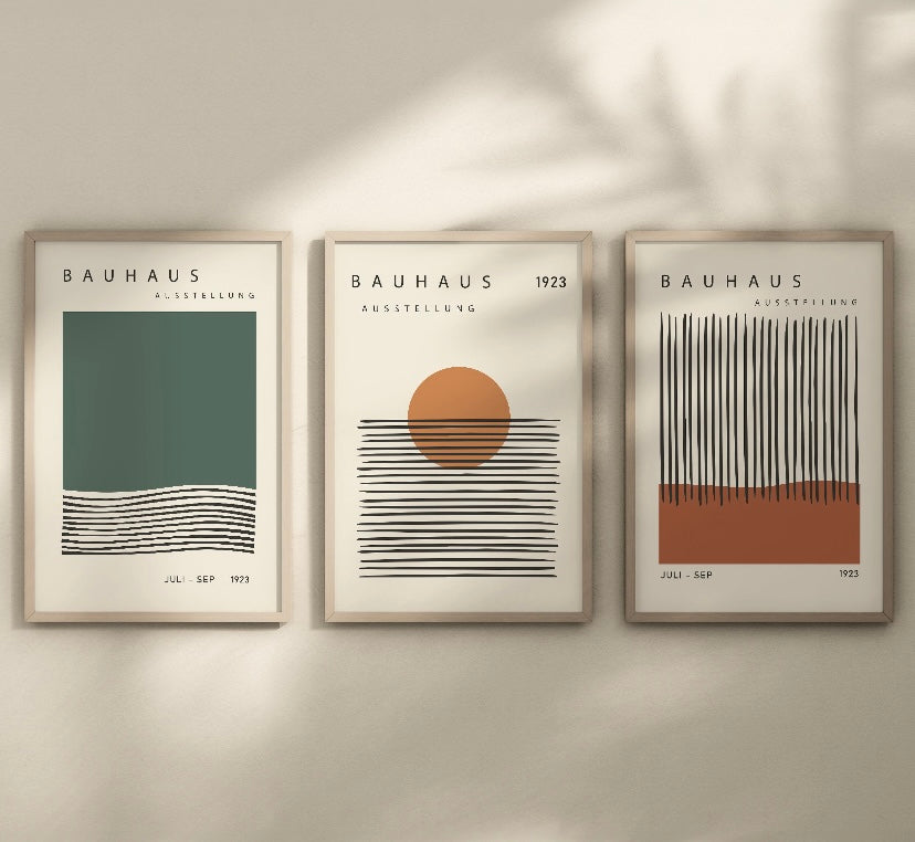 Bauhaus Neutral Geometric print set