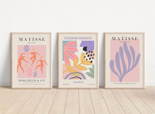 Set of 3 Henri Matisse prints | Matisse gallery wall artwork | pastel exhibition posters | famous artists