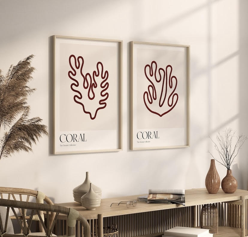 Coral Beach House Print Set