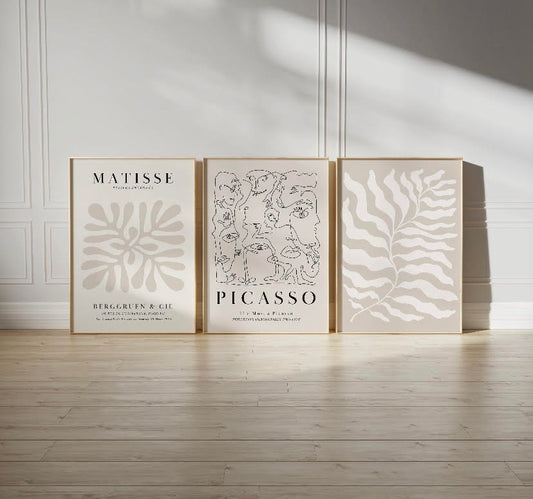 Henri Matisse and Picasso set of 3 Neutral gallery prints
