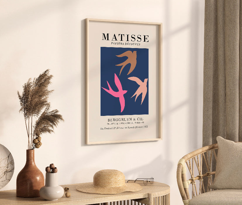 Set of 3 Henri Matisse Print | Matisse Print Set | Set Of Three Prints | Exhibition Print Set | Pink Wall Art | Navy Blue Wall Art