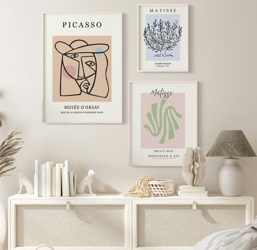 Set of 3 Henri Matisse prints | Picasso gallery wall artwork | pastel exhibition posters | famous artists