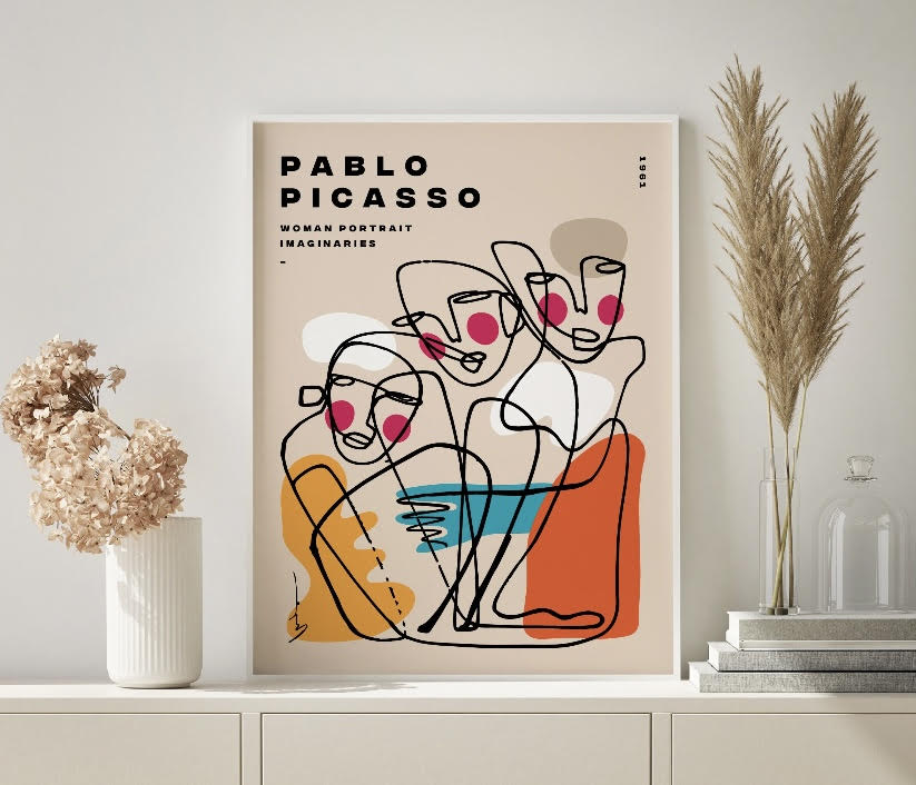 Colourful Picasso Line Art print