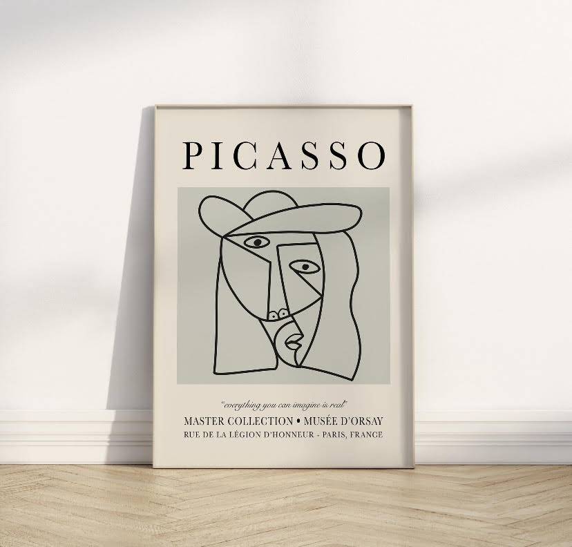 Picasso Print Set Of Three Posters | Famous Artist Wall Art | Picasso Poster Prints | Grey Picasso Print Set
