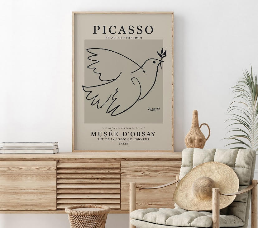 Picasso Print Set Of Three Posters | Famous Artist Wall Art | Picasso Poster Prints | Grey Picasso Print Set