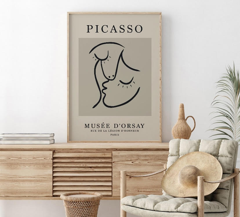Picasso Print Set Of Three Posters | Famous Artist Wall Art | Picasso Poster Prints | Grey Picasso Print Set