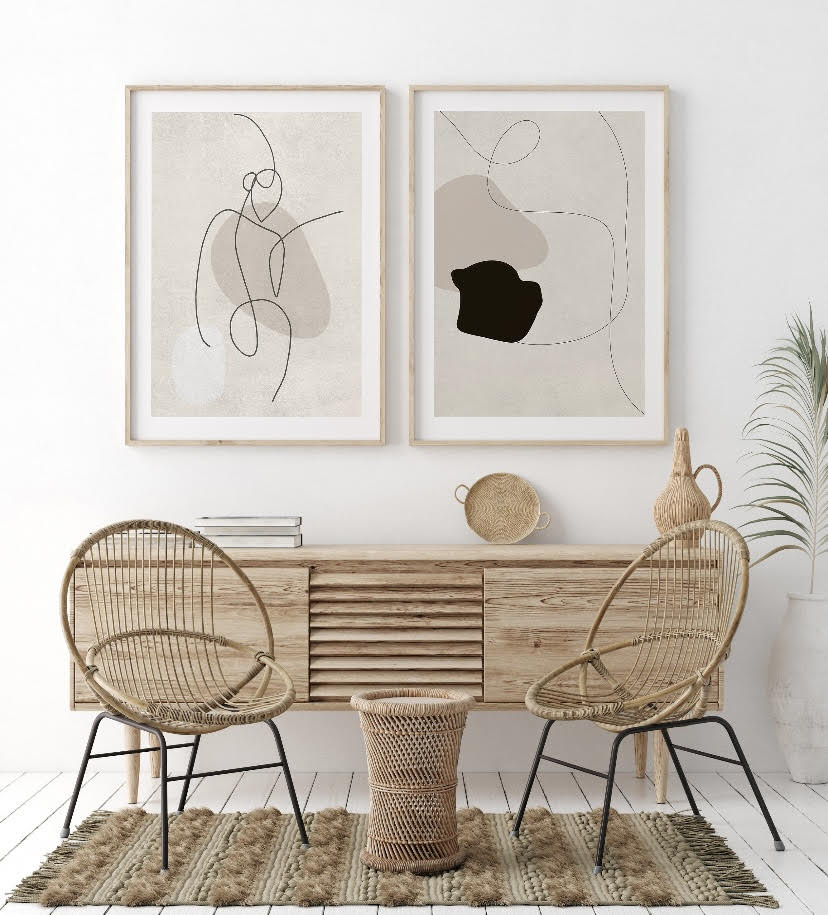 Female Body Neutral Line Art Japandi Print Set
