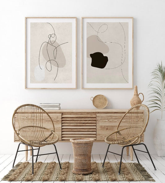 Female Body Neutral Line Art Japandi Print Set