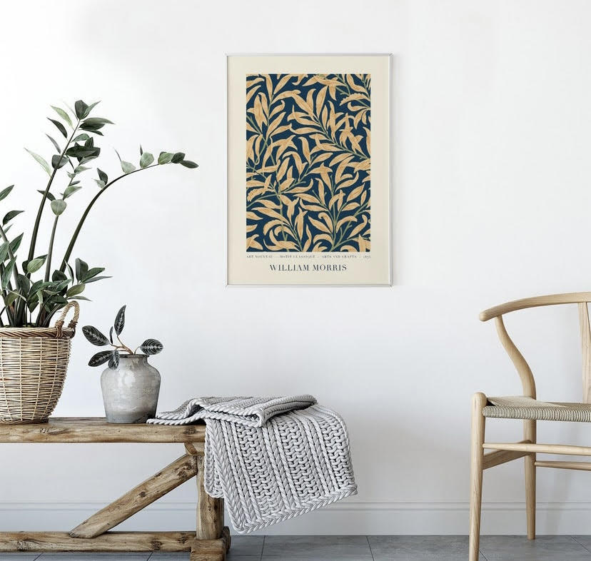 William Morris Navy Blue Botanical Print