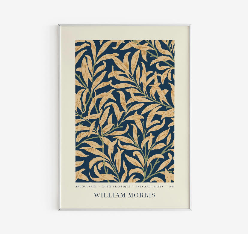 William Morris Navy Blue Botanical Print