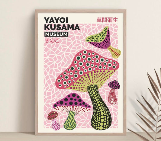 Yayoi Kusama Mushrooms Pink Print
