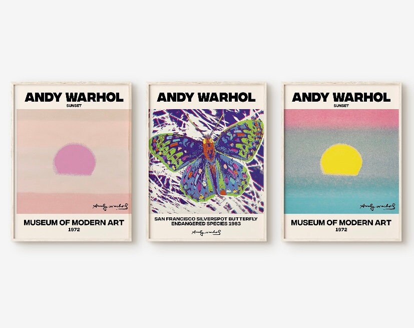 Andy Warhol Set of 3 Prints, Gallery Wall Set, Andy Warhol Sunset Poster, Gallery Wall Prints, Pop Art, Colourful Art
