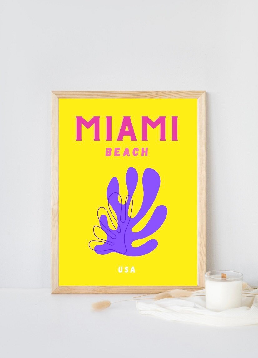 Set of 6 Travel Prints, Miami, Bondi, Palm Beach, Ibiza, Mykonos, Capri, wall art, Posters, Room Decor, Colourful