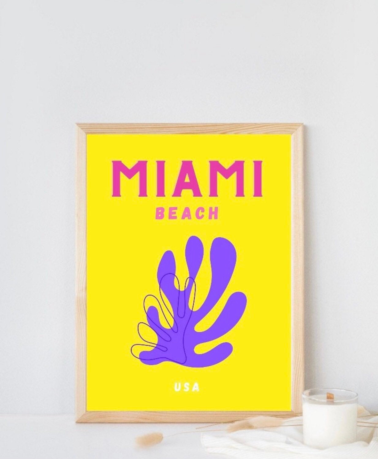 Miami travel print | colourful retro print | bright places of interest print