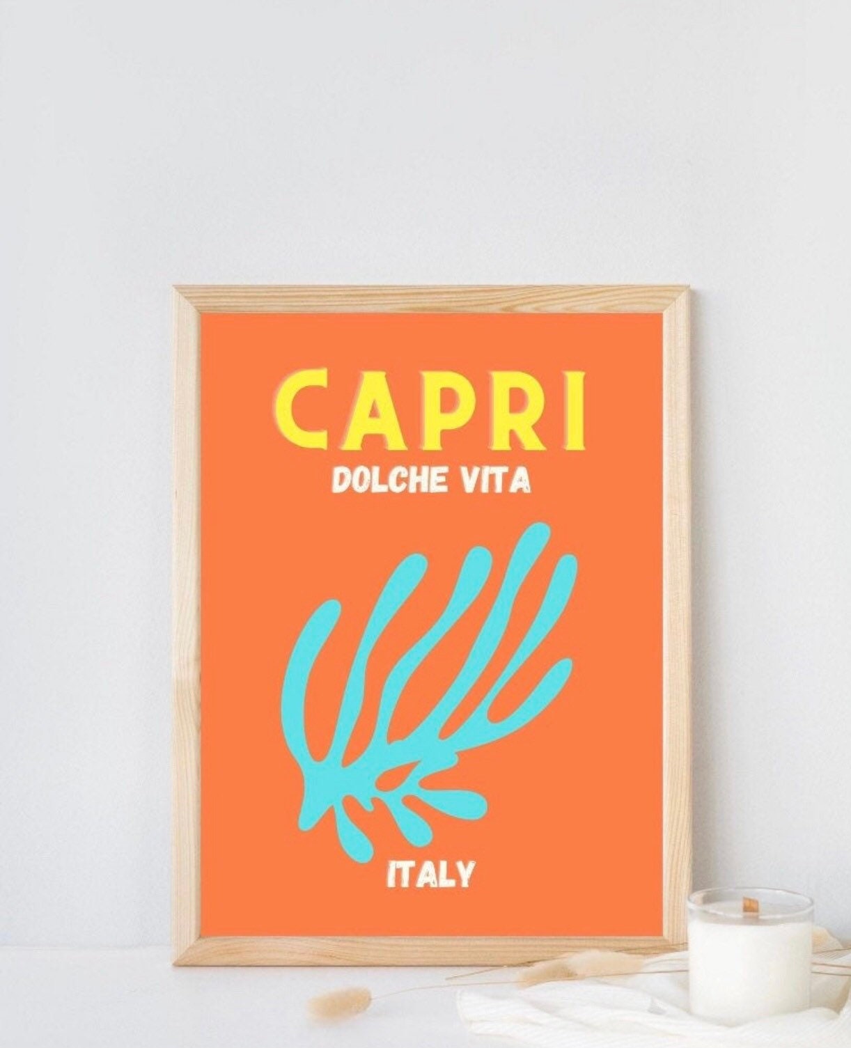 Capri travel print | retro colourful Capri print | orange print | Italy Print