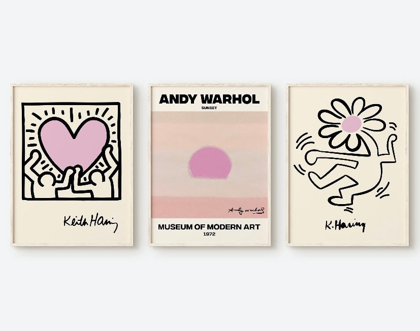 Andy Warhol Gallery Wall Set | Andy Warhol Poster | Pink Print | Pastel Art | Colourful Art | Sunset Print