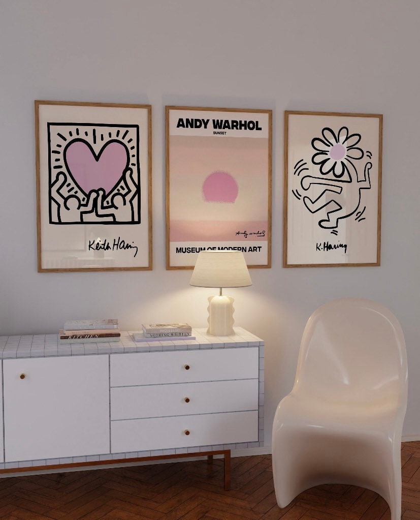 Andy Warhol Gallery Wall Set | Andy Warhol Poster | Pink Print | Pastel Art | Colourful Art | Sunset Print