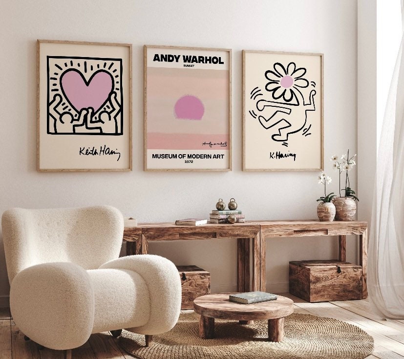 Andy Warhol Gallery Wall Set | Andy Warhol Poster | Pink Print | Pastel Art | Colourful Art | Sunset Print