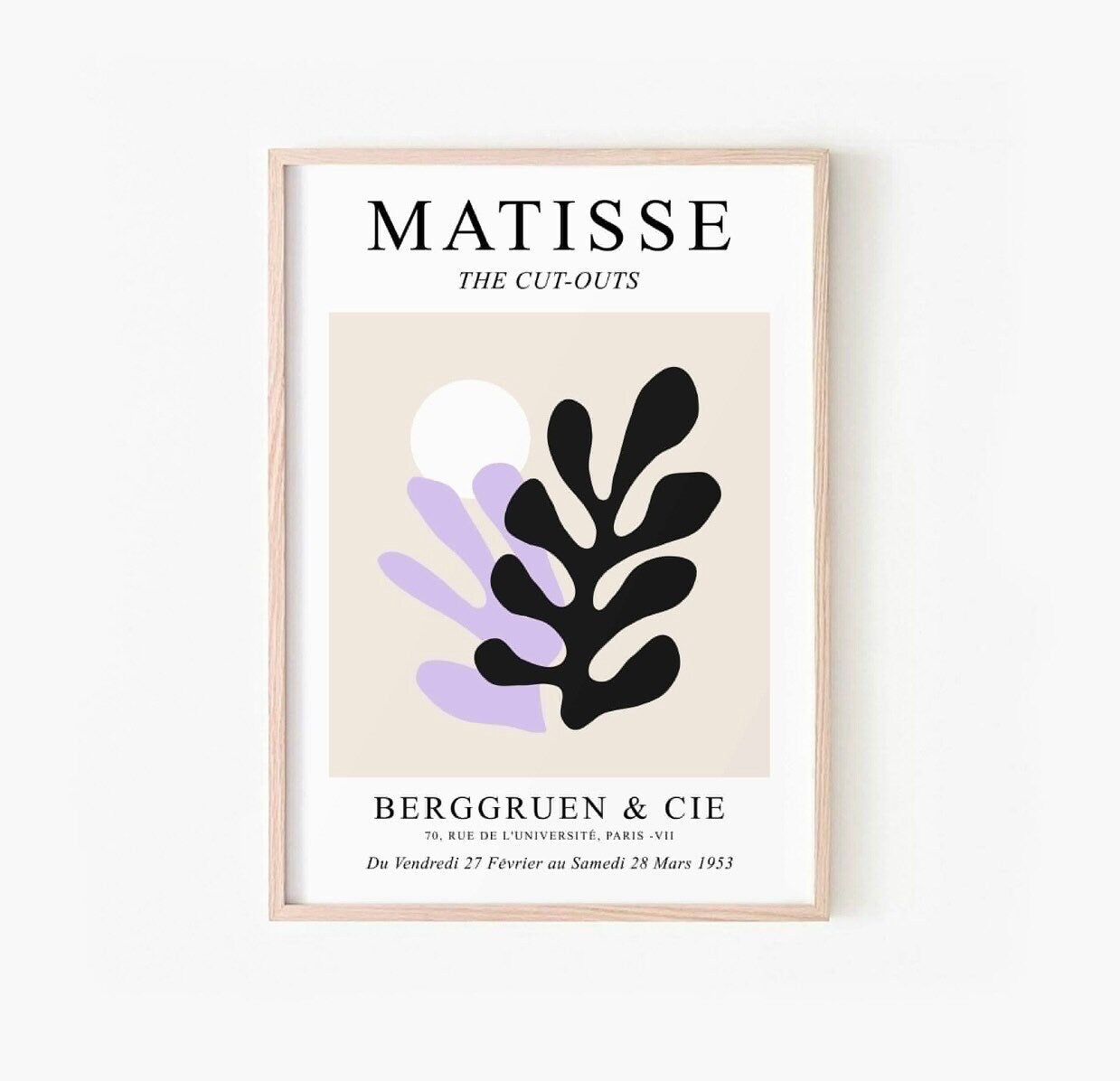 Henri Matisse set of 3 gallery prints | black and lilac abstract art | Matisse the cut outs | Henri Matisse pastel posters