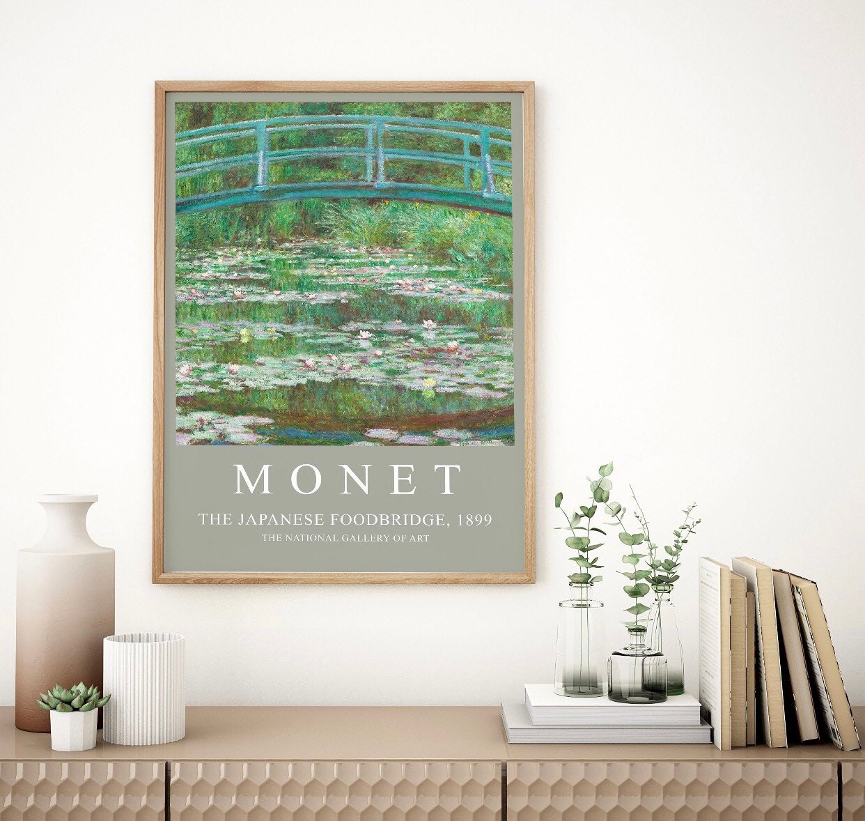 Claude Monet Japanese footbridge print | water lillies art work | famous artist | landscape artist | Claude Monet Poster