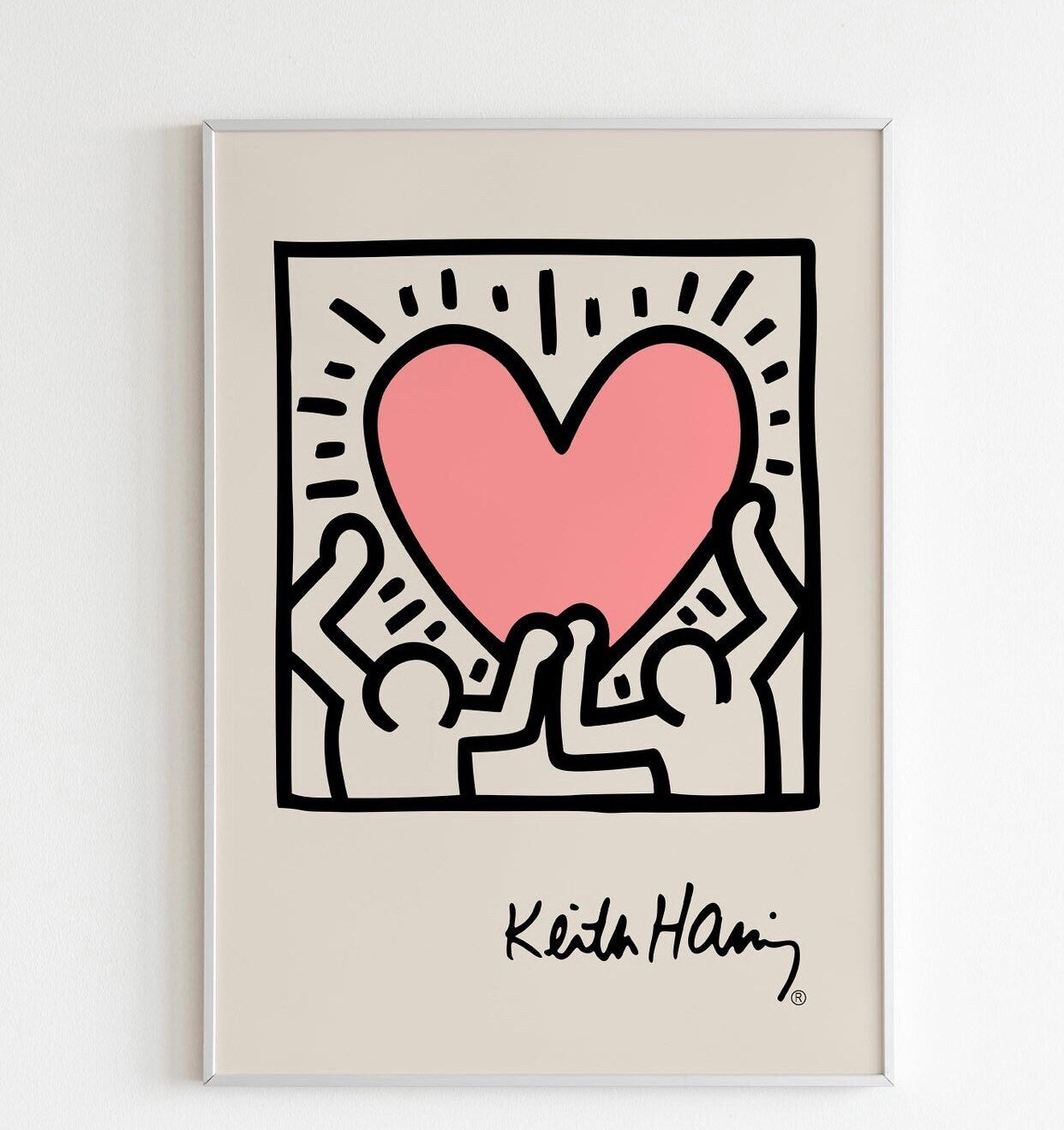 Set of 3 Keith Haring prints | humanism print | dancing flower print | Keith Haring heart print | pop art posters | white background