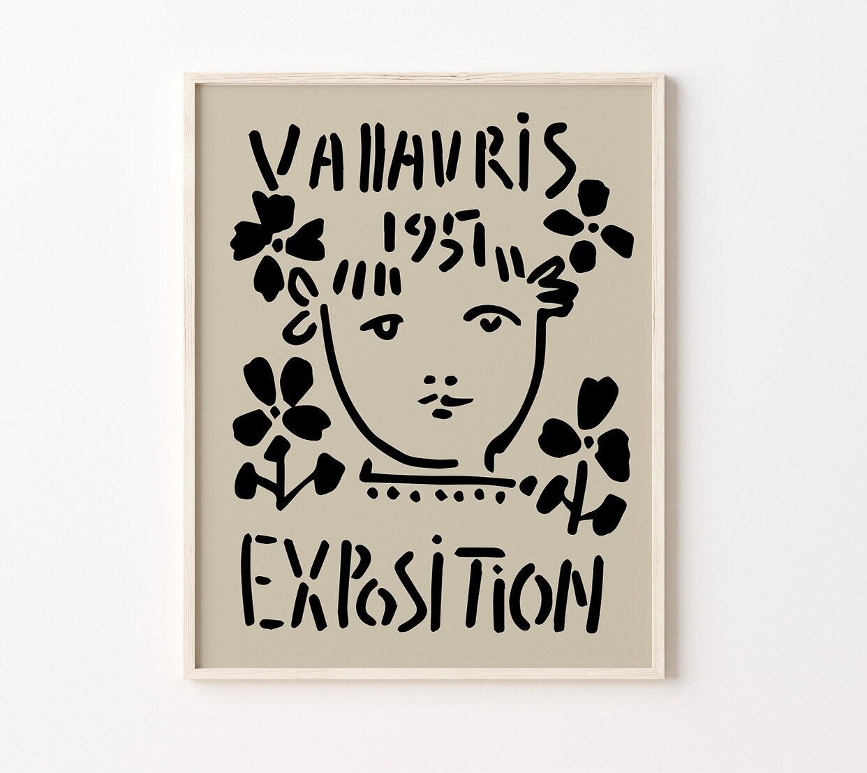 Picasso Exposition print | midcentury art | abstract face print | Pablo Picasso print | vintage art | famous artist | stone/cream background