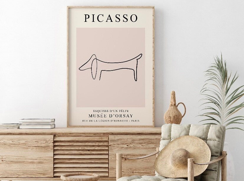 Set of three Picasso prints | Picasso animal prints | Picasso The Dog | Picasso The cat | Picasso Bird of peace | mid century art