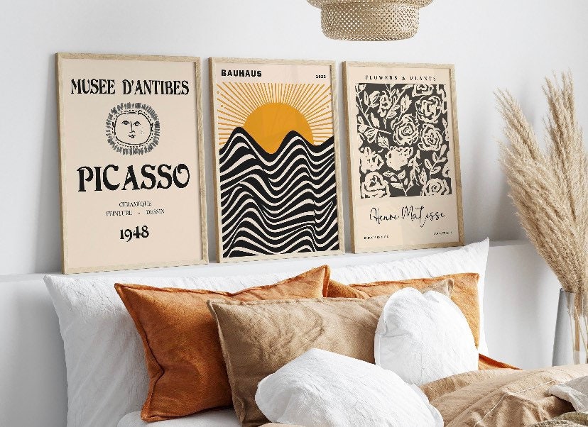 Exhibition Poster Set of 3, Matisse Print Set, 3 Piece Wall Art, Bauhaus Poster, Gallery Wall Set, Picasso Print