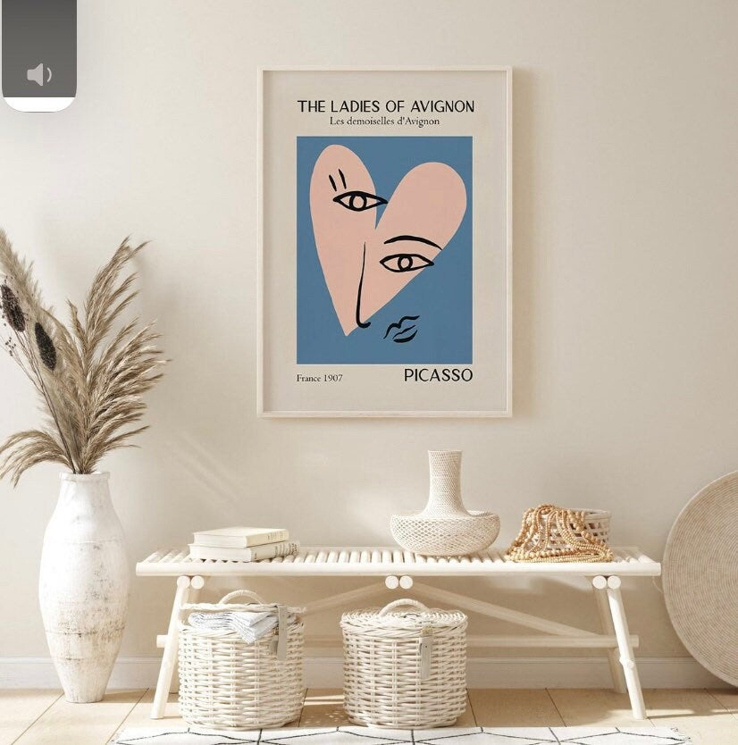 Picasso Print Set of 2, Mid Century Modern Wall Art, Boho Wall Art, 2 piece wall art, One Line Faces Poster, Exhibition Poster