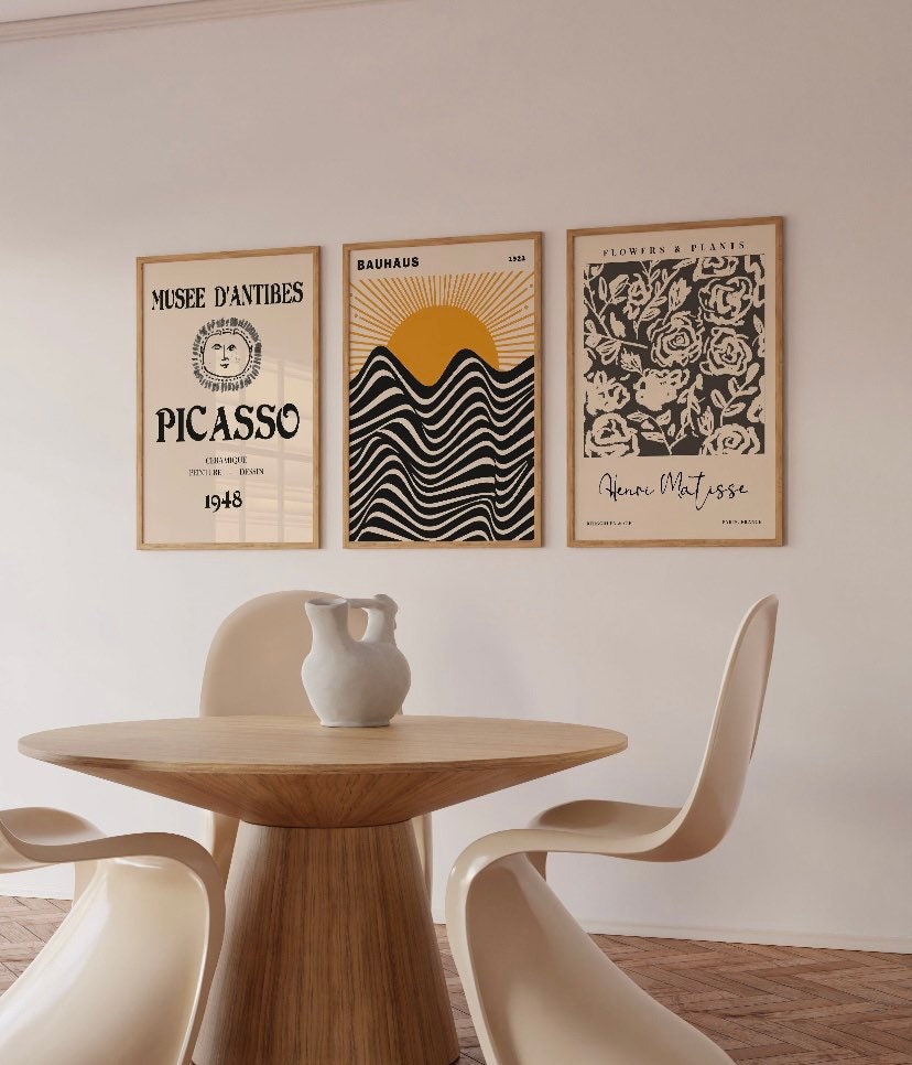 Exhibition Poster Set of 3, Matisse Print Set, 3 Piece Wall Art, Bauhaus Poster, Gallery Wall Set, Picasso Print