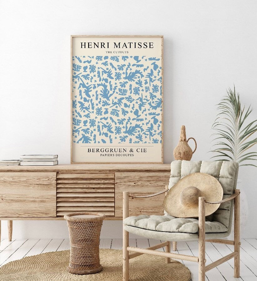 Blue Wall Art Prints Set Of 3, Matisse Print Set, Gallery Wall Set, Bauhaus Print Set, Andy Warhol Poster, Exhibition poster