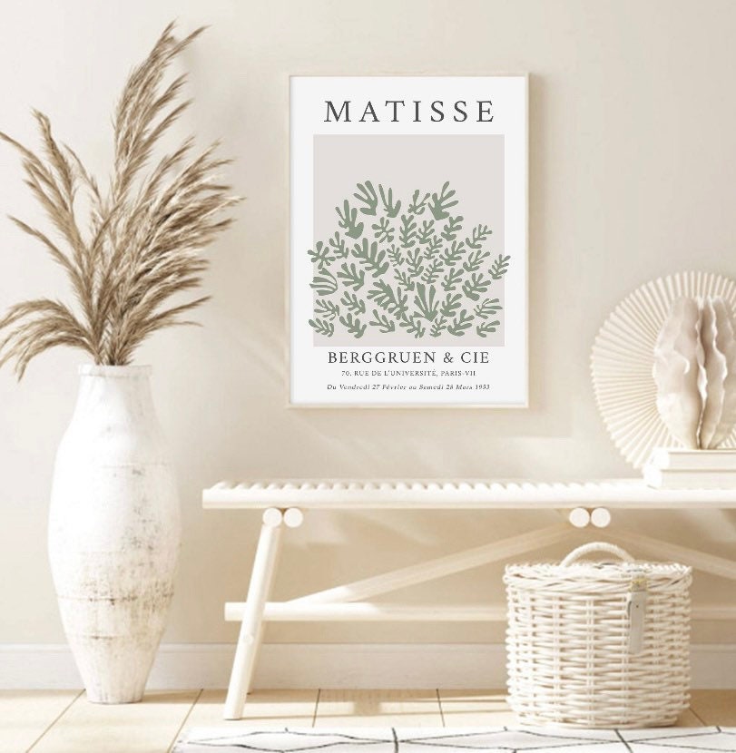 Matisse Sage Set of Three | Exhibition Poster. Abstract Wall Art | Matisse Cut Out’s | Sage Green Wall Art |Matisse Poster Set