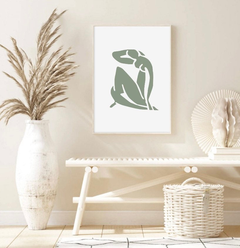 Matisse Sage Set of Three | Exhibition Poster. Abstract Wall Art | Matisse Cut Out’s | Sage Green Wall Art |Matisse Poster Set