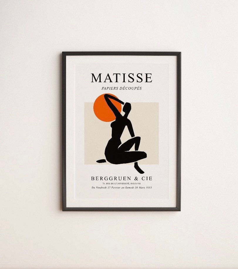 Henri Matisse The Cut Outs Print | Henri Matisse Exhibition Poster | Matisse woman print | Mid Century Print | Black and Orange Print