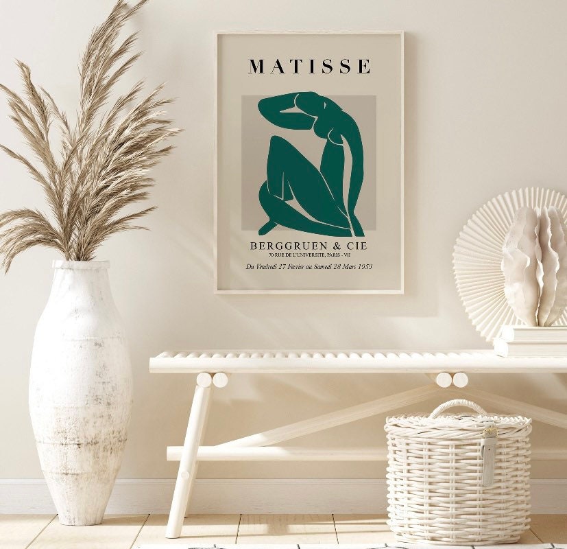 Matisse Print | Set of 3 Matisse Prints | Exhibition Vintage Line Art Poster | Exhibition print | green artwork | Matisse the cut outs
