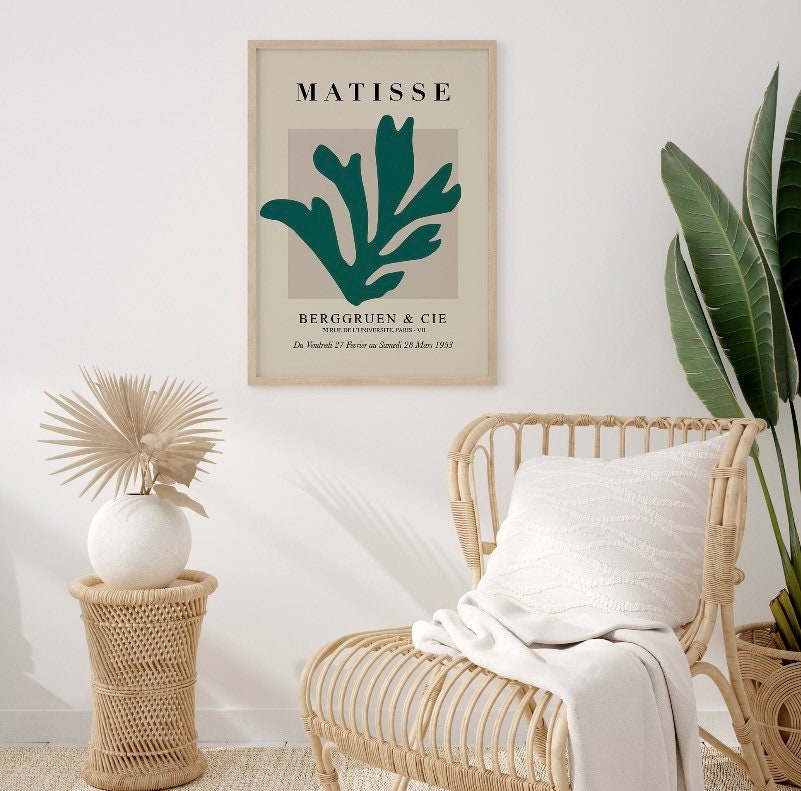 Matisse Print | Set of 3 Matisse Prints | Exhibition Vintage Line Art Poster | Exhibition print | green artwork | Matisse the cut outs