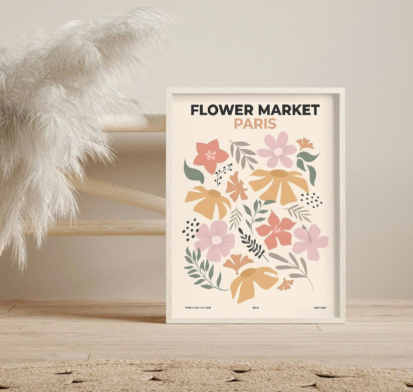 Set Of Three Prints |Flower Market Paris Print | Matisse Print Set | Gallery Wall Set | Yayoi Kusama Poster Set | Neutral Prints