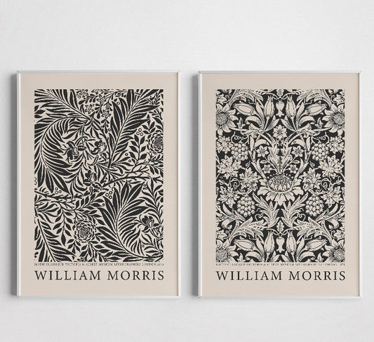 William Morris Set of 2 Prints | William Morris Set Print | Monochrome Gallery Wall Set Of 2 | Exhibition Set of 2 Prints