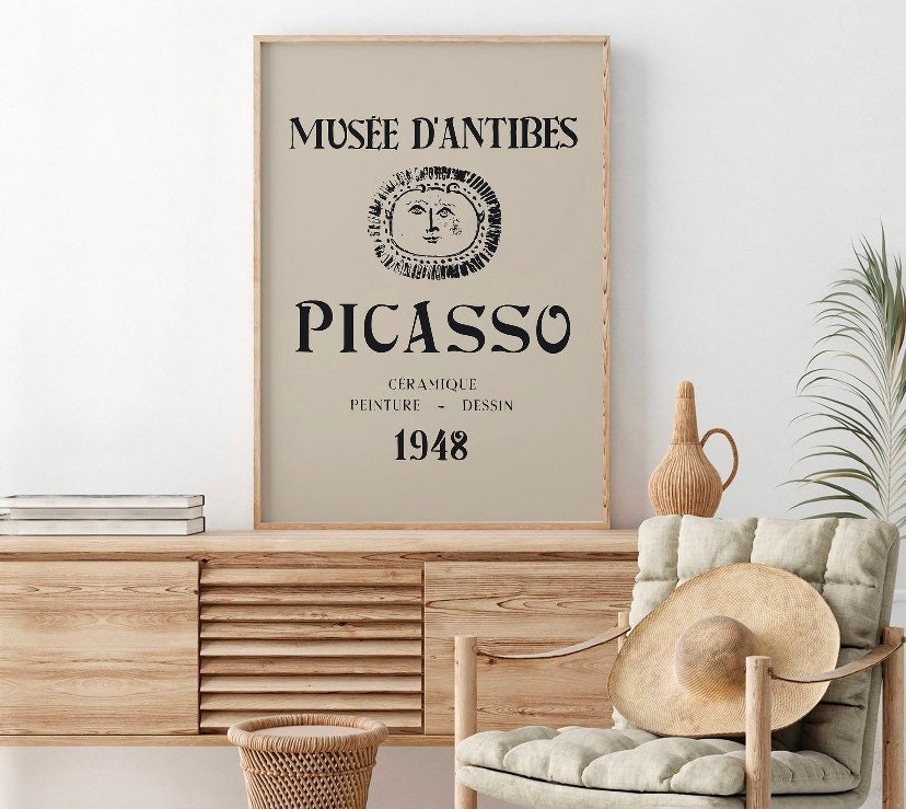 Picasso Print Set Of Three Posters | Famous Artist Wall Art | Picasso Poster Prints | Grey Picasso Print Set