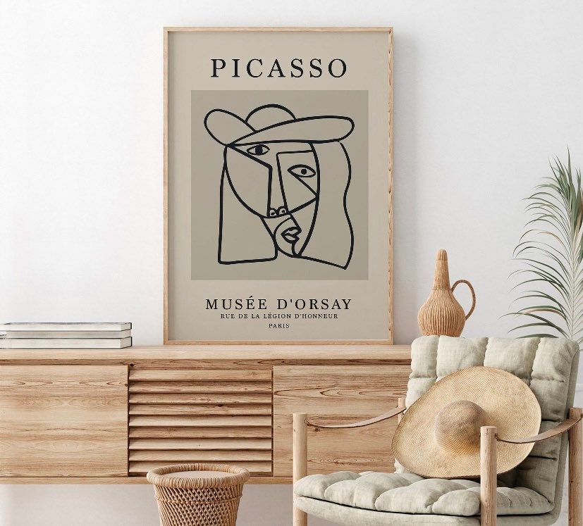 Picasso Print Set Of Three Posters | Famous Artist Wall Art | Picasso Poster Prints | Grey Picasso Print Set
