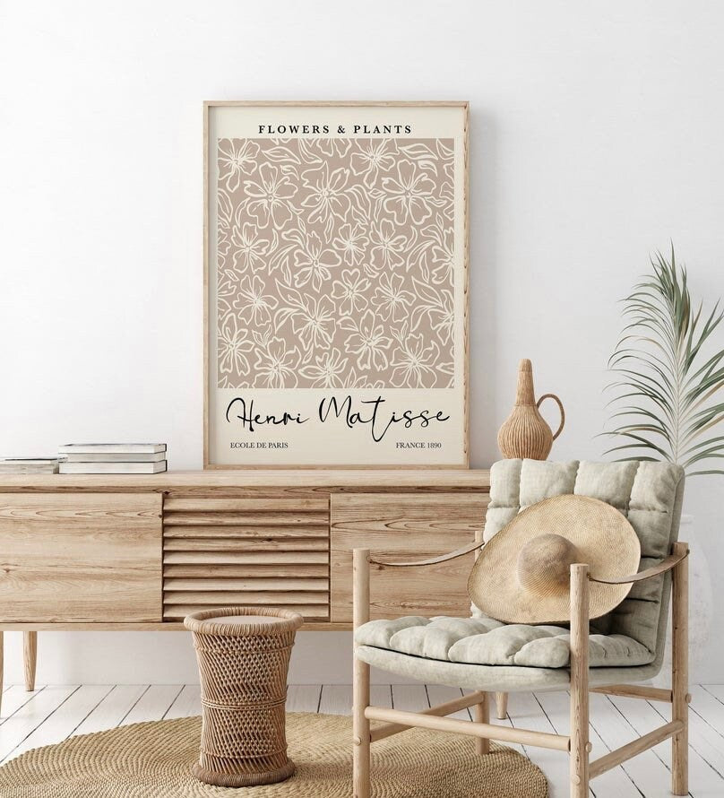 Neutral Print Set of 3 | Neutral Wall Art | Yayoi Kusama Print | Henri Matisse Print | WilliamMorris Print | 3 Piece Wall Art